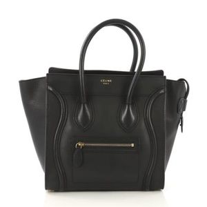 Used Celine Luggage Handbag Smooth Leather Micro